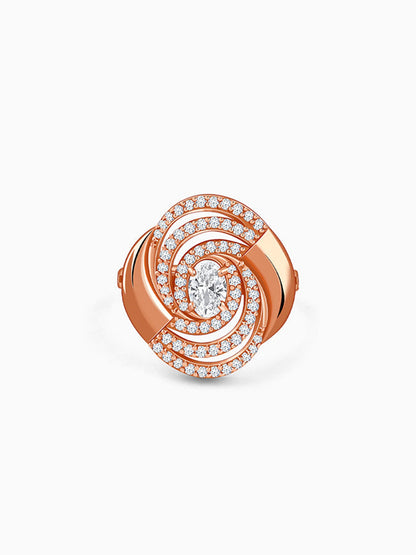 Rose Gold Spiral Sparkle Ring (Size 12)