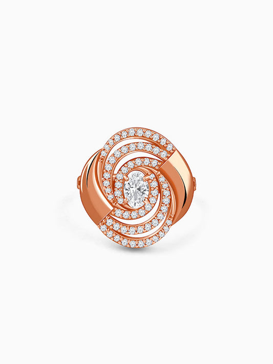 Rose Gold Spiral Sparkle Ring (Size 12)