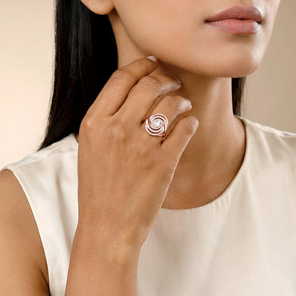Rose Gold Spiral Sparkle Ring (Size 12)