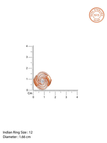 Rose Gold Spiral Sparkle Ring (Size 12)