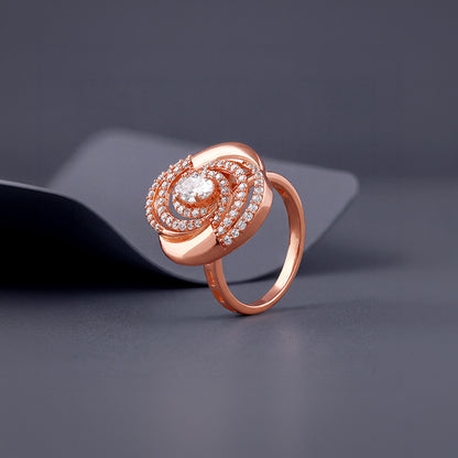 Rose Gold Spiral Sparkle Ring (Size 12)