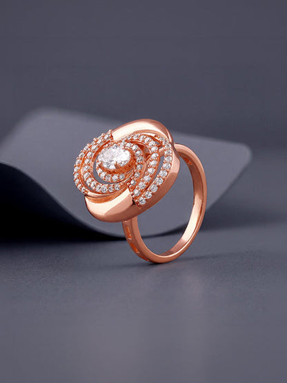 Rose Gold Spiral Sparkle Ring (Size 12)