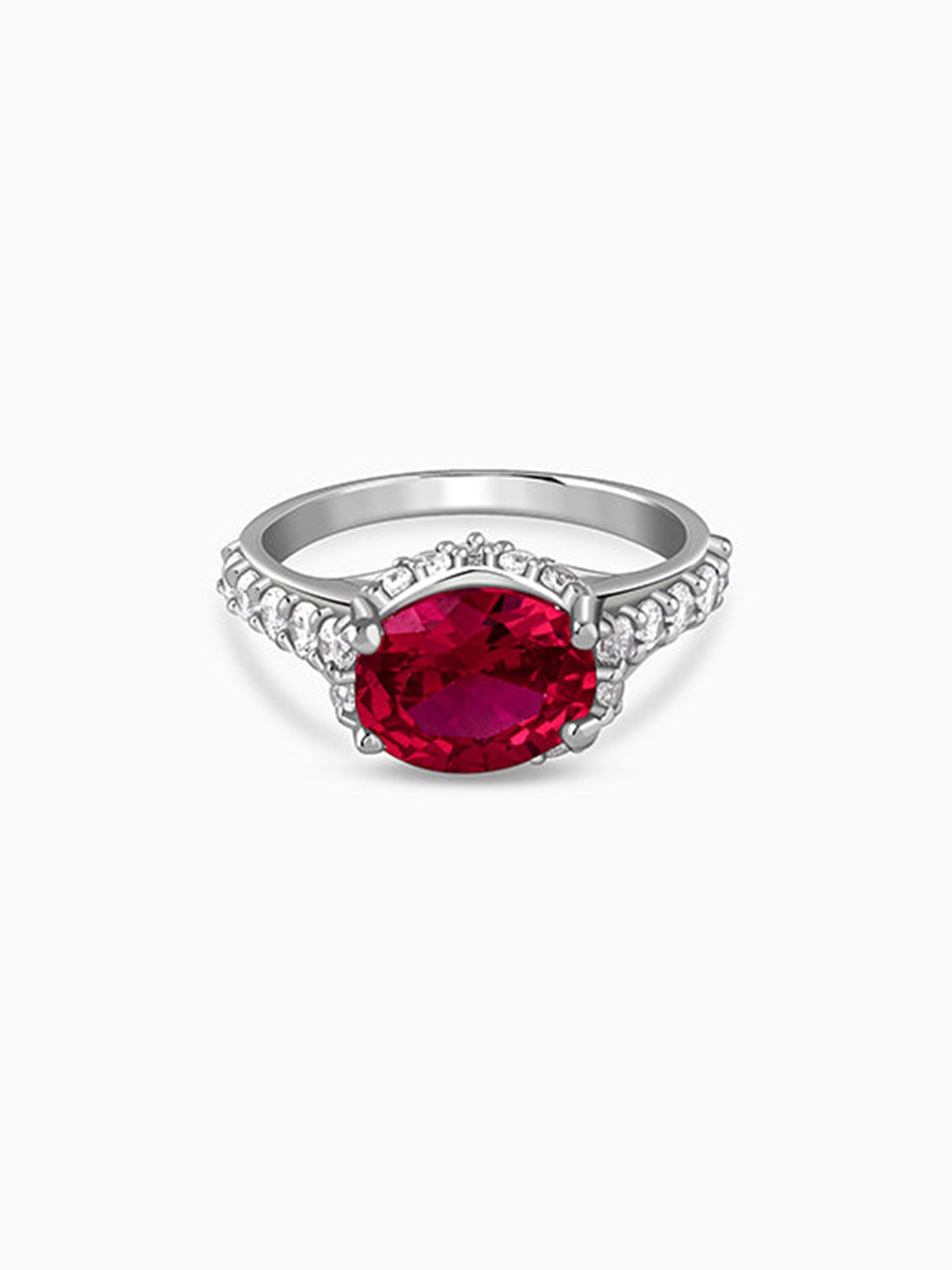Silver Valentina Crimson Oval Ring (Size 12)