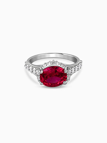 Silver Valentina Crimson Oval Ring (Size 12)
