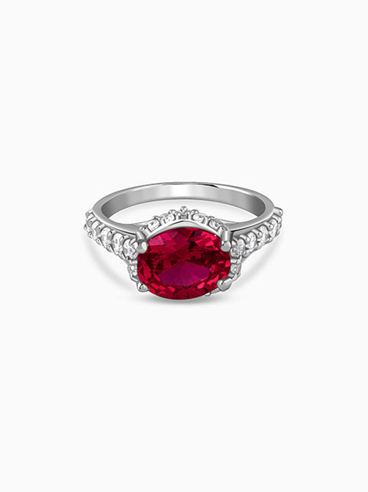Silver Valentina Crimson Oval Ring (Size 12)