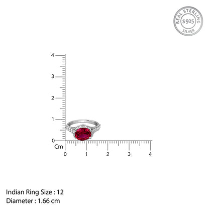 Silver Valentina Crimson Oval Ring (Size 12)