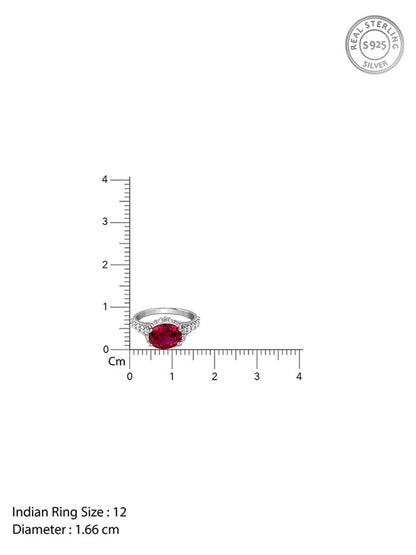 Silver Valentina Crimson Oval Ring (Size 12)