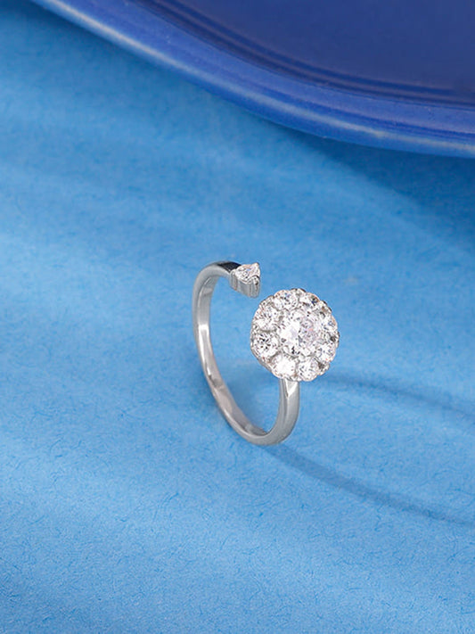 Silver Flower Twist Ring