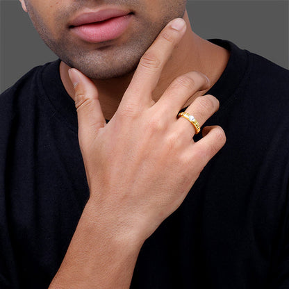 Golden Signature Stone Ring For Him