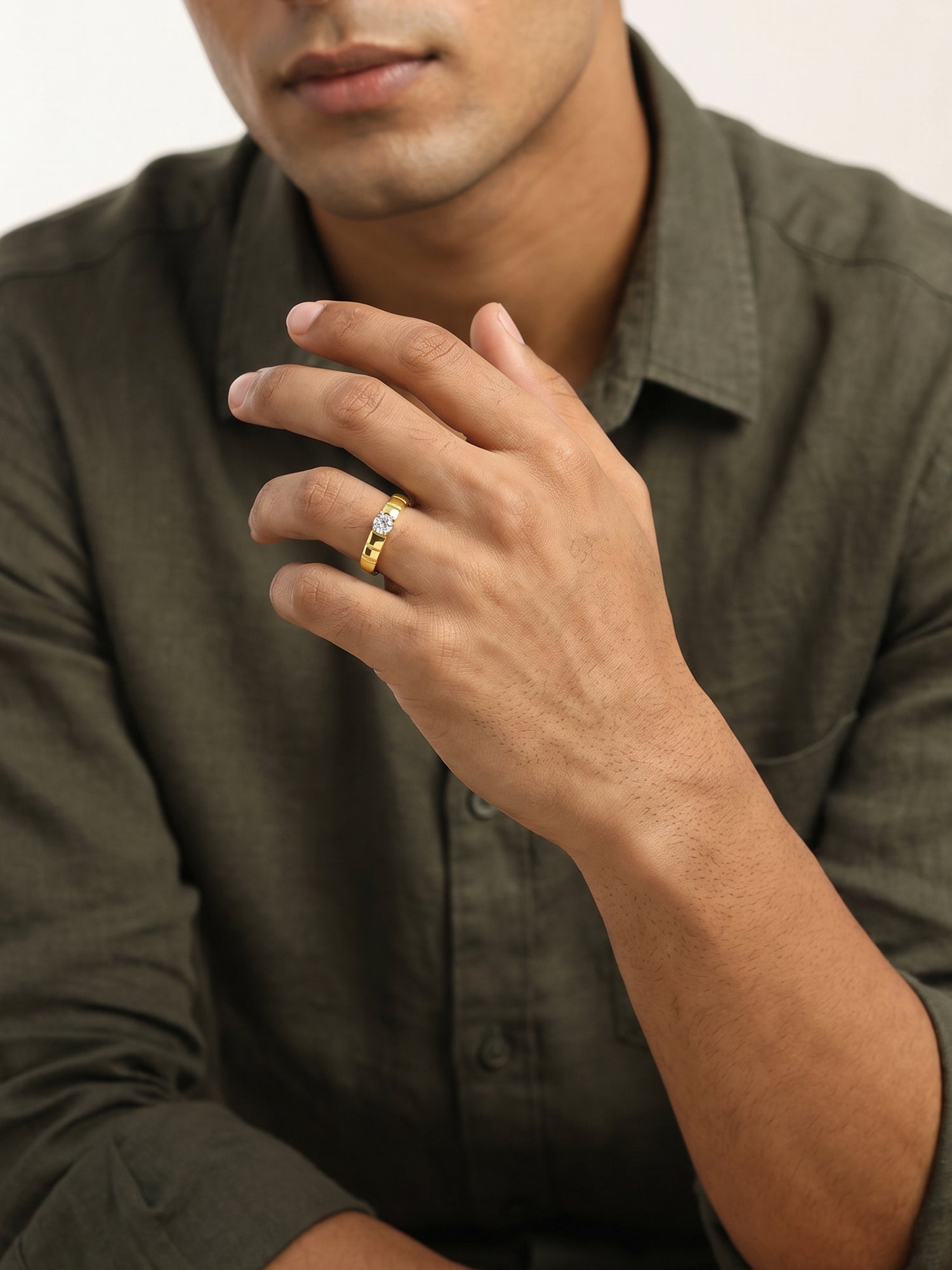 Golden Signature Stone Ring For Him
