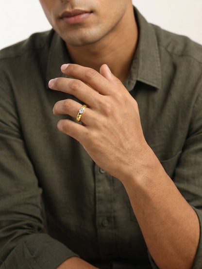 Golden Signature Stone Ring For Him