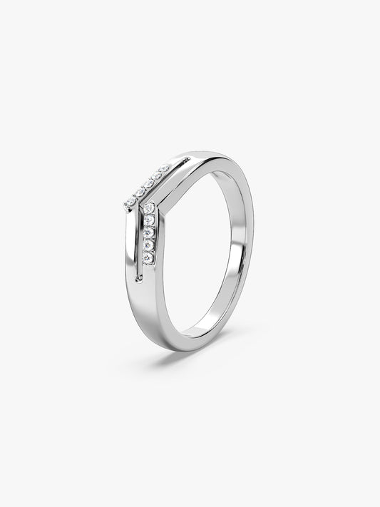 Silver Double Chevron Ring (Size 12)