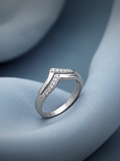 Silver Double Chevron Ring (Size 12)