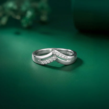 Silver Double Chevron Ring (Size 12)