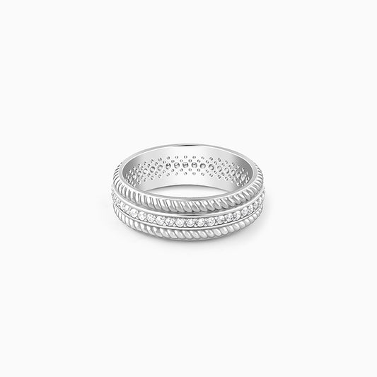 Silver Braided Border Ring For Him