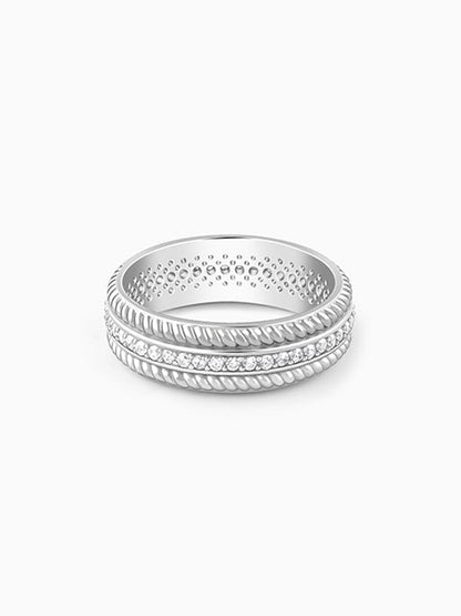 Silver Braided Border Ring For Him