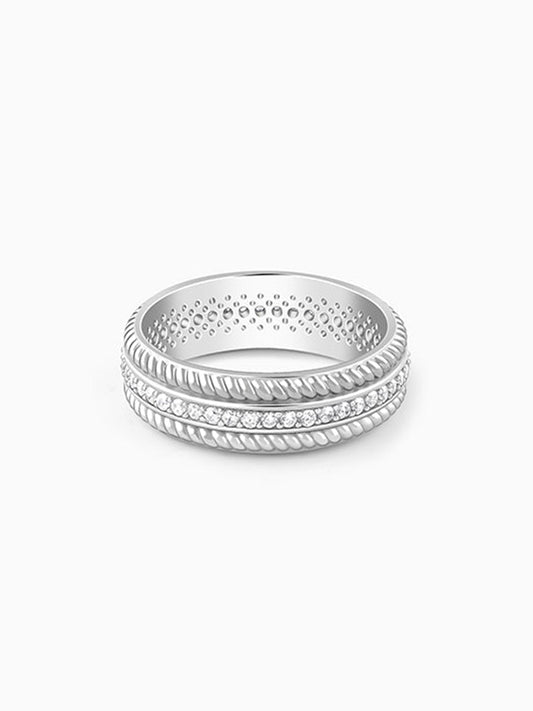 Silver Braided Border Ring For Him