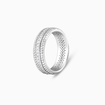 Silver Braided Border Ring For Him