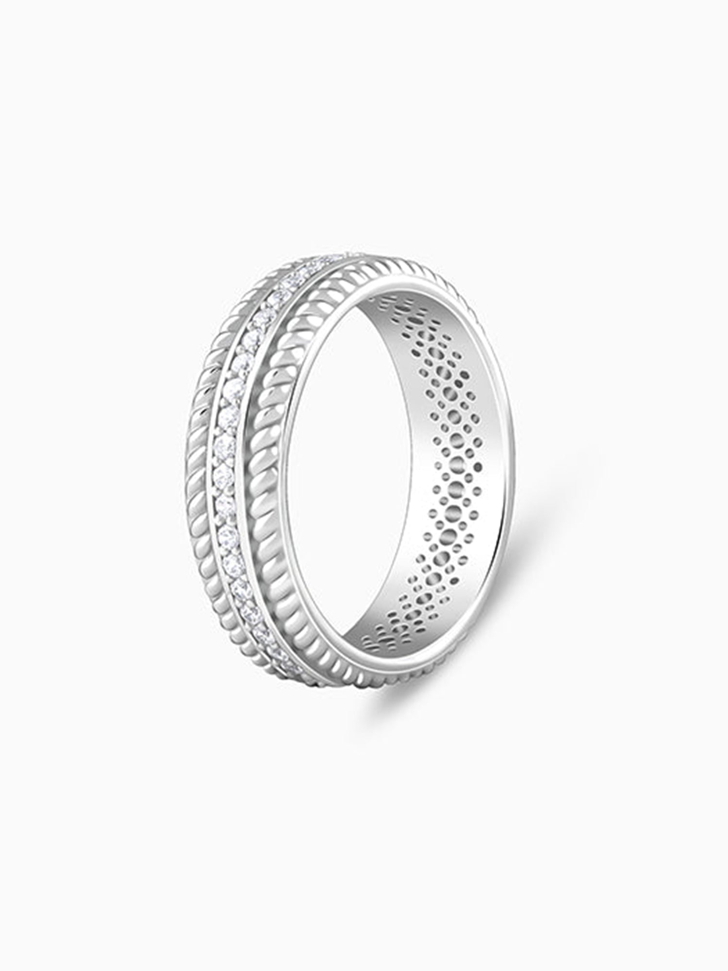 Silver Braided Border Ring For Him