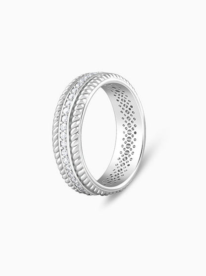 Silver Braided Border Ring For Him