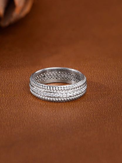 Silver Braided Border Ring For Him