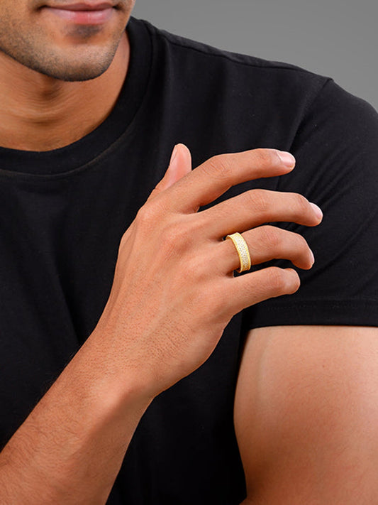 Golden Bold Edge Ring For Him