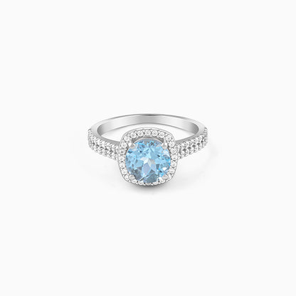 Silver Glowing Blue Topaz Ring