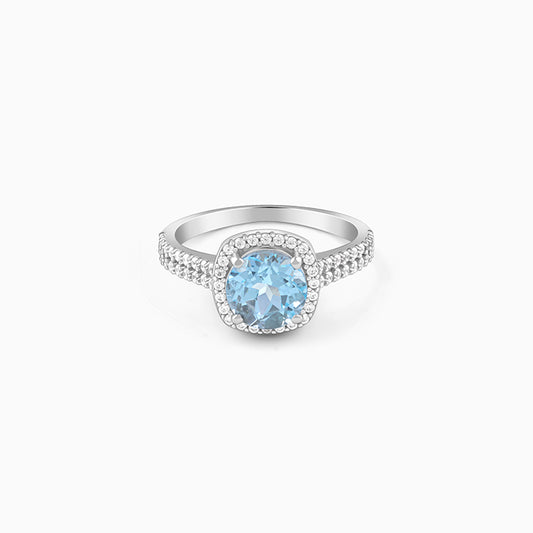 Silver Glowing Blue Topaz Ring