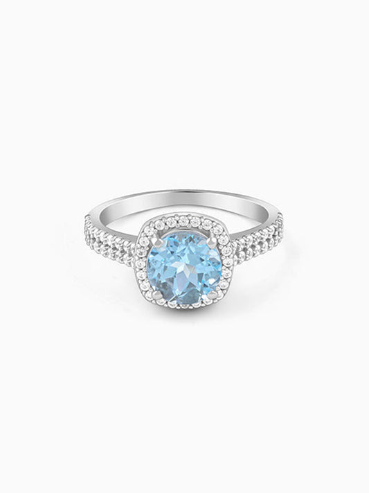 Silver Glowing Blue Topaz Ring