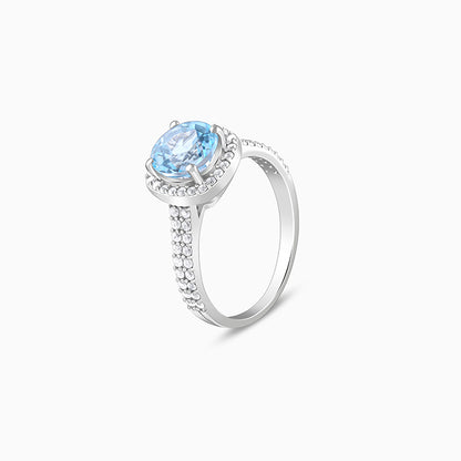 Silver Glowing Blue Topaz Ring