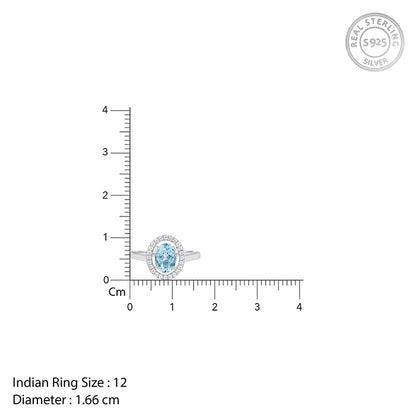 Silver Halo Blue Topaz Ring