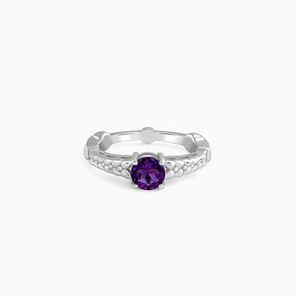 Silver Amethyst Crown Ring
