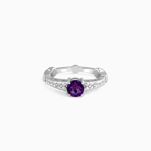 Silver Amethyst Crown Ring