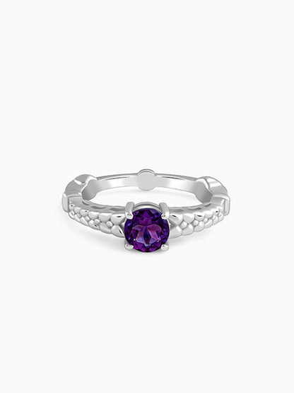 Silver Amethyst Crown Ring