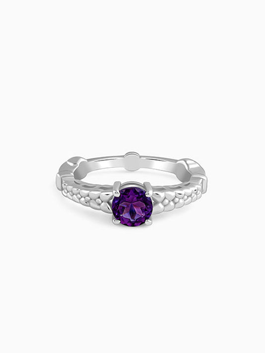Silver Amethyst Crown Ring