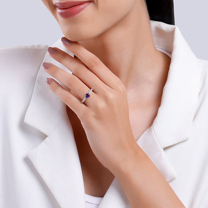 Silver Amethyst Crown Ring