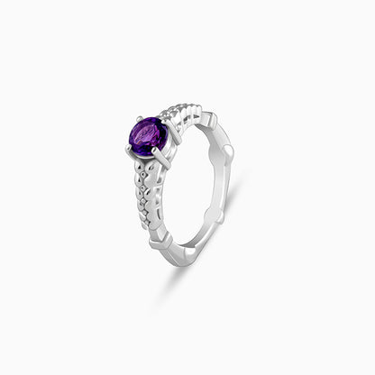 Silver Amethyst Crown Ring