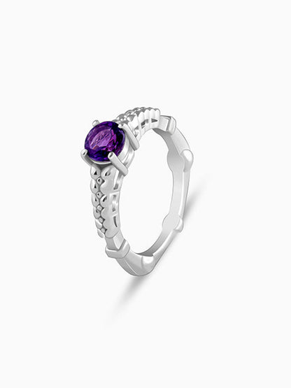 Silver Amethyst Crown Ring