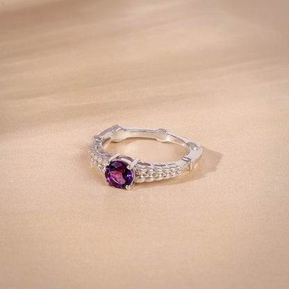 Silver Amethyst Crown Ring