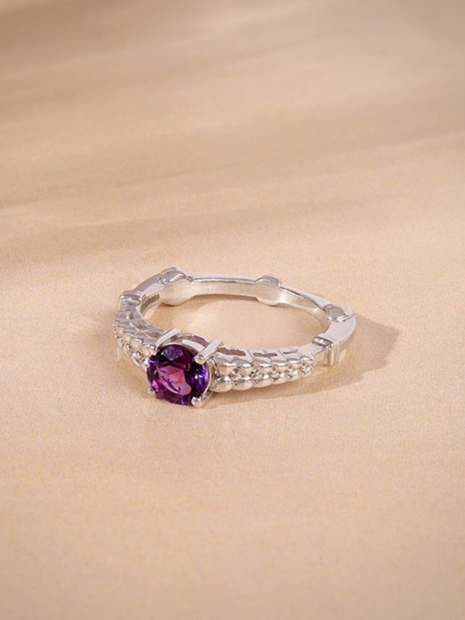 Silver Amethyst Crown Ring