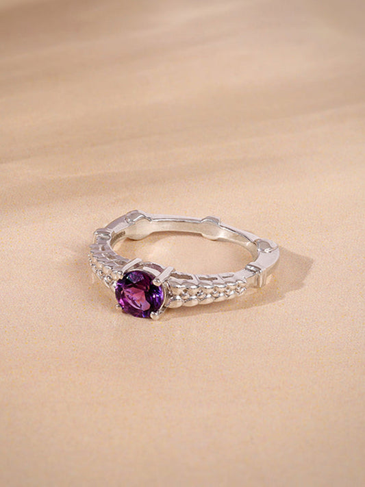 Silver Amethyst Crown Ring