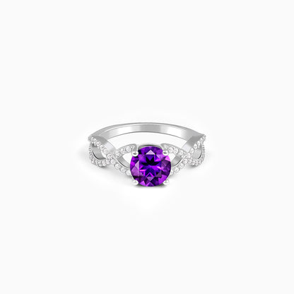 Silver Amethyst Wave Ring