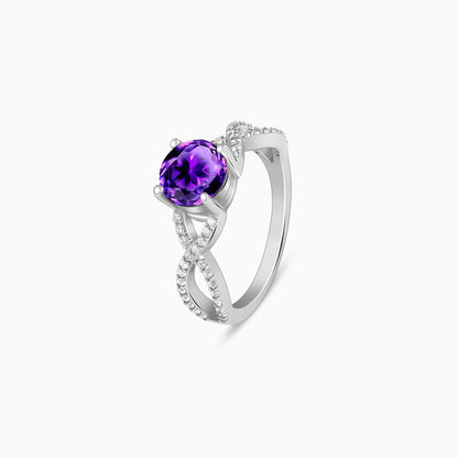 Silver Amethyst Wave Ring