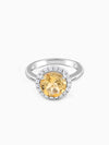 Silver Yellow Citrine Ring