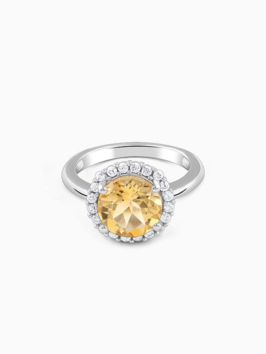 Silver Yellow Citrine Ring