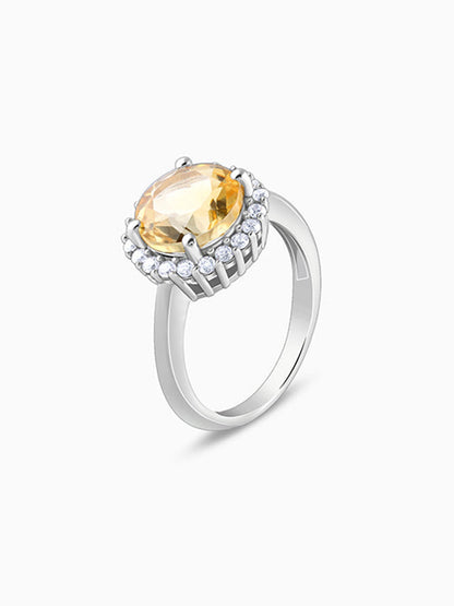 Silver Yellow Citrine Ring