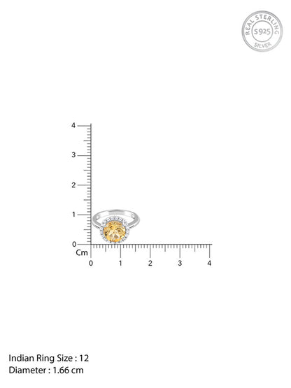 Silver Yellow Citrine Ring