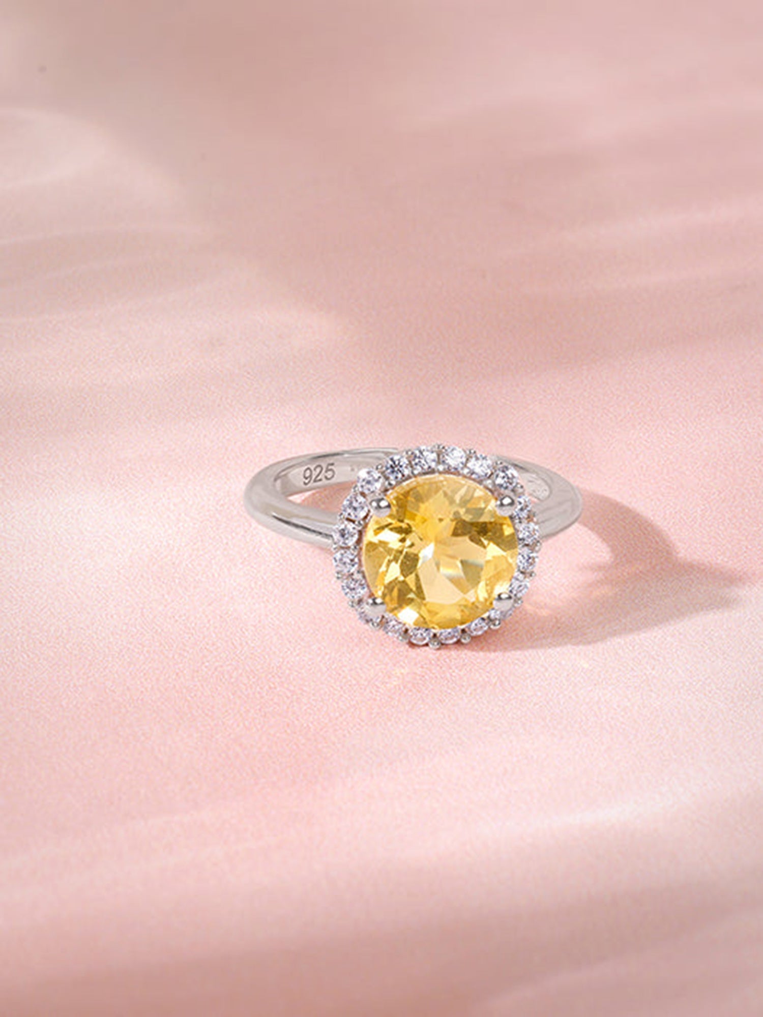 Silver Yellow Citrine Ring