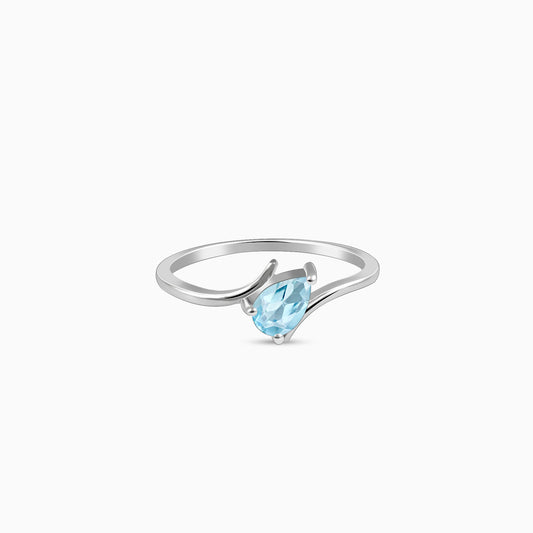 Silver Blue topaz Twilight Drop Ring