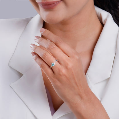 Silver Blue topaz Twilight Drop Ring